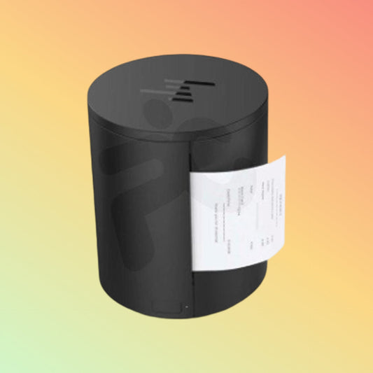 Alt="Close view of HP Engage One Prime in black, showcasing its compact size and efficiency on a sales desk."