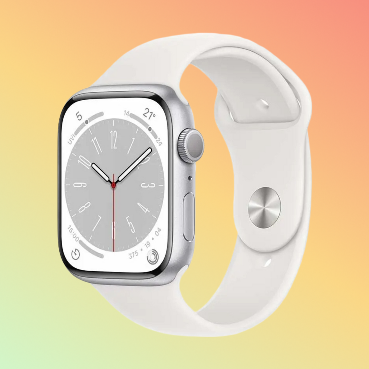 Apple Watch Series 8 GPS 41mm Silver Aluminium Case with White Sport Band