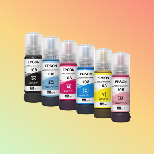 Epson 108 EcoTank Inks 6-Color set for Epson L18050 L8050 Printers