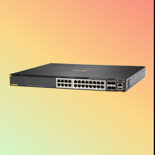 HPE Aruba CX 6300M (JL660A) Switch - 24 x 5 GbE PoE++ Ports RJ45, 4 x SFP 25 GbE WAN, 2 x USB